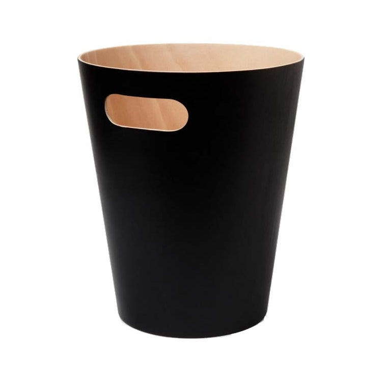 EXE.920.01.NOI - CORBEILLE À PAPIER WOOD 7,5 L AVEC POIGNÉE EN BOIS