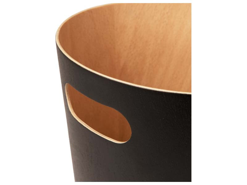 EXE.920.01.NOI - CORBEILLE À PAPIER WOOD 7,5 L AVEC POIGNÉE EN BOIS