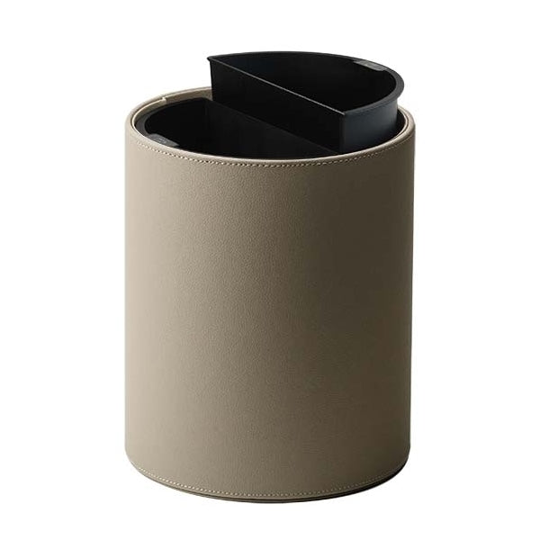 EXE.924.32.NOI - CORBEILLE DE CHAMBRE POUR TRI SÉLECTIF 10 L (2 BACS DE 5 L) SIMILI CUIR NOIR