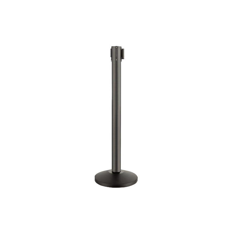 GRS.0081.NOI - POTEAU DE BALISAGE NOIR À SANGLE RÉTRACTABLE