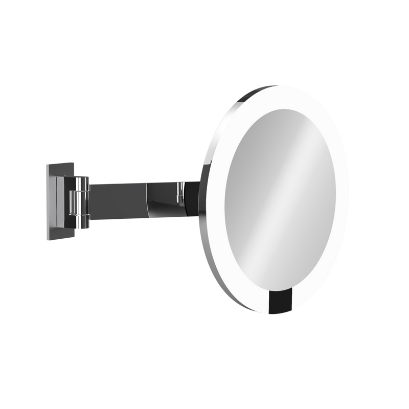 GRS.1190.12.CHR - MIROIR GROSSISSANT MURAL AUTONOME ROUND LED SIMPLE BRAS Ø 22 CM