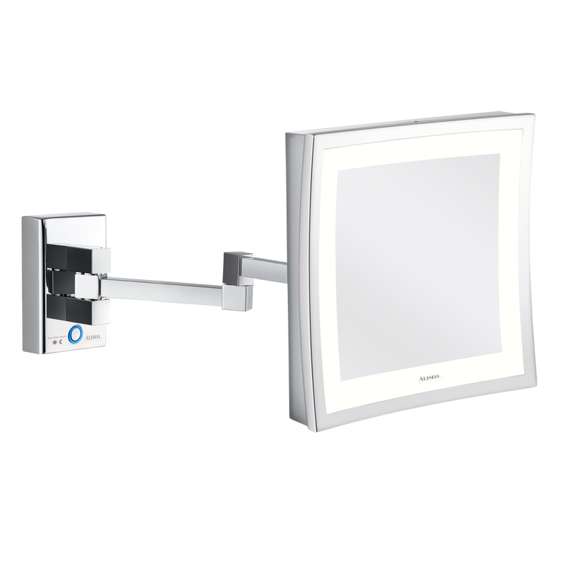 GRS.1191.15.2.CHR - MIROIR GROSSISSANT MURAL LED CUBIK T3 DOUBLE BRAS CHROMÉ