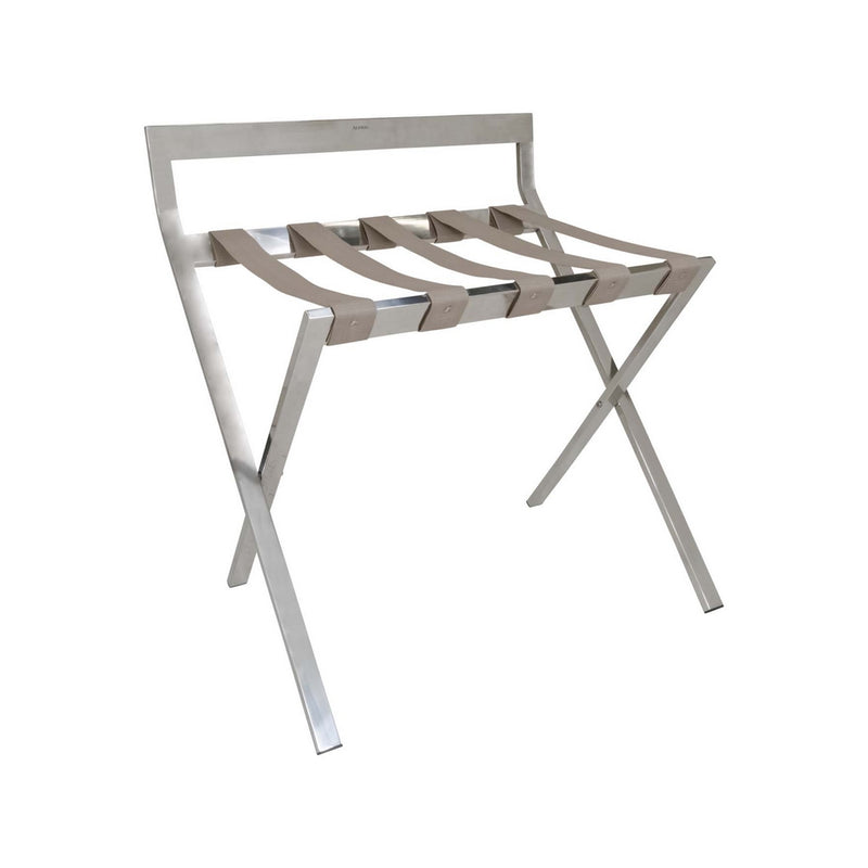 GRS.21.89.90.CHR - RACK PORTE VALISE MÉTAL AVEC DOSSERET CHROMÉ