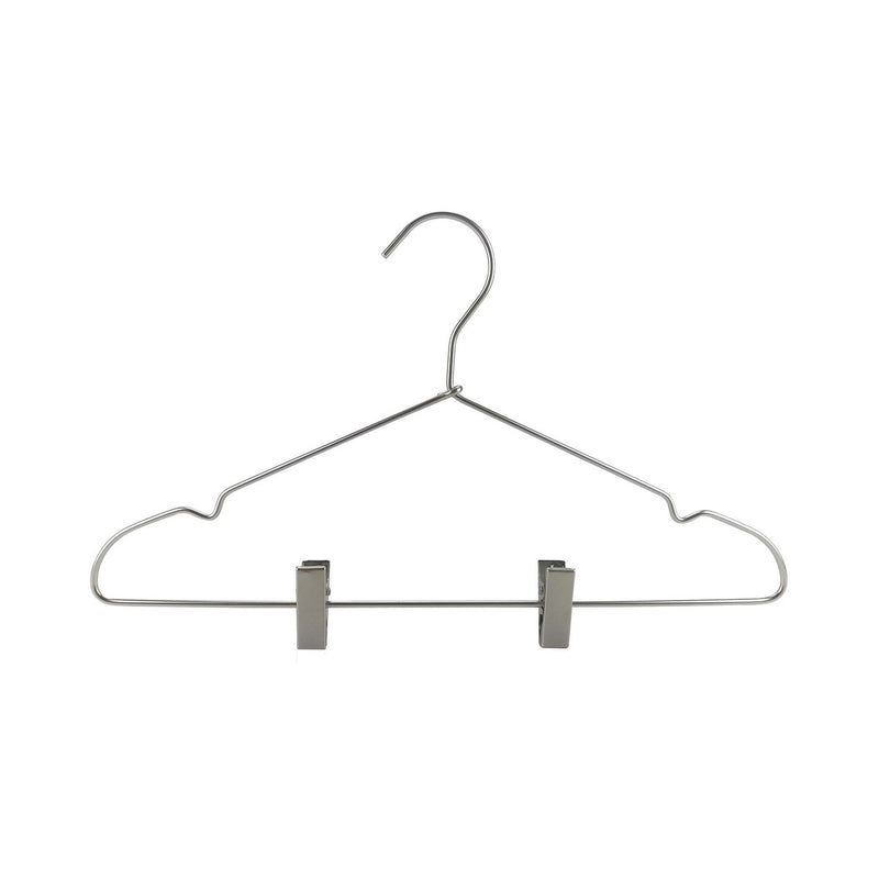 GRS.24.58.01.INO - CINTRE EN ALUMINIUM POLI BRILLANT AVEC ENCOCHES ET PINCES 41CM (COMMANDE PAR 10 PIÈCES)