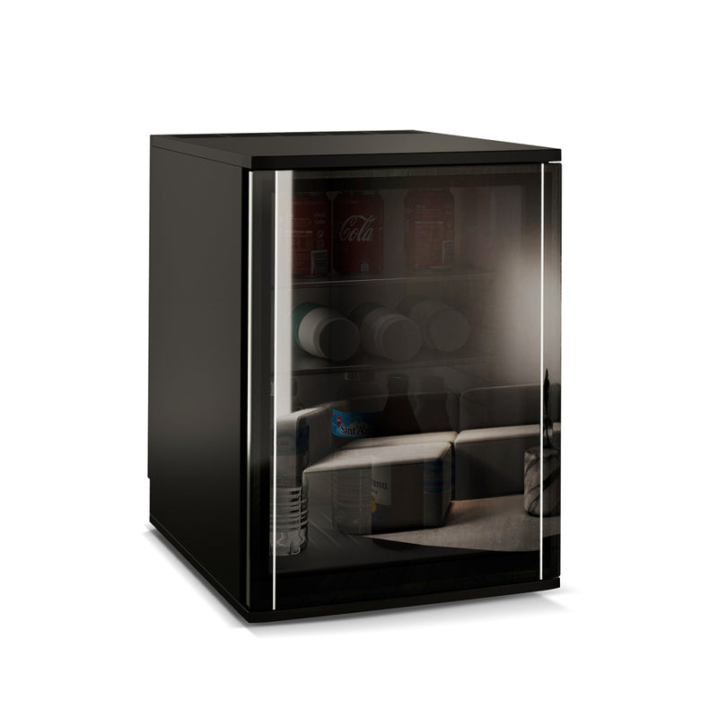 GRS.C330V.NEXT.D.VER - MINIBAR À COMPRESSEUR NOIR 33 L SÉRIE NEXT P, FAÇADE VERRE AVEC CHARNIÈRES À DROITE