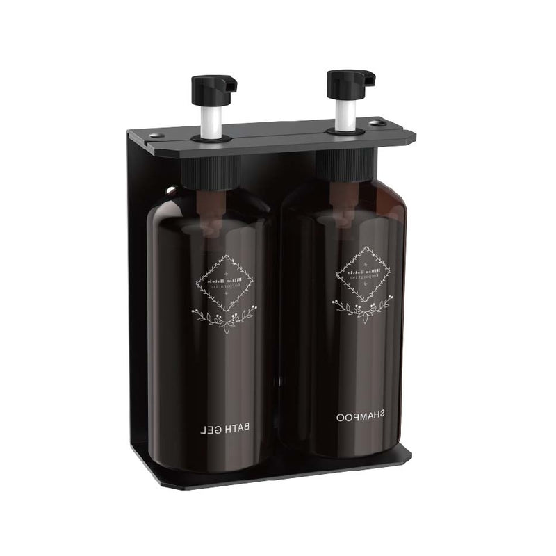 HOS.966.12.NOI - SUPPORT MURAL DOUBLE NOIR 2 X 500 ML ET FLACONS RECHARGEABLES