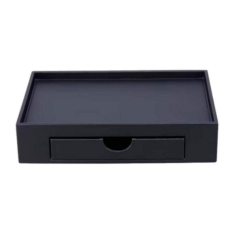 RS.21.42.40.NOI - COMBO PLATEAU COFFRET SOVEREIGN AVEC TIROIR SIMILI CUIR NOIR BY ROOMS & SUITES®