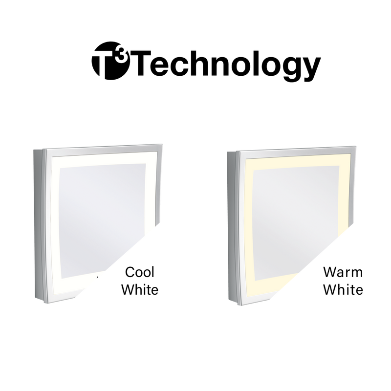 GRS.1191.15.2.CHR - MIROIR GROSSISSANT MURAL LED CUBIK T3 DOUBLE BRAS CHROMÉ