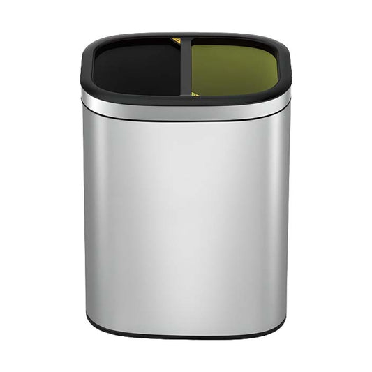 EXE.924.34.INO - CORBEILLE SQUARE 20 L TRI SÉLECTIF (2 BACS DE 10 L) INOX BROSSÉ
