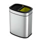 EXE.924.34.INO - CORBEILLE SQUARE 20 L TRI SÉLECTIF (2 BACS DE 10 L) INOX BROSSÉ