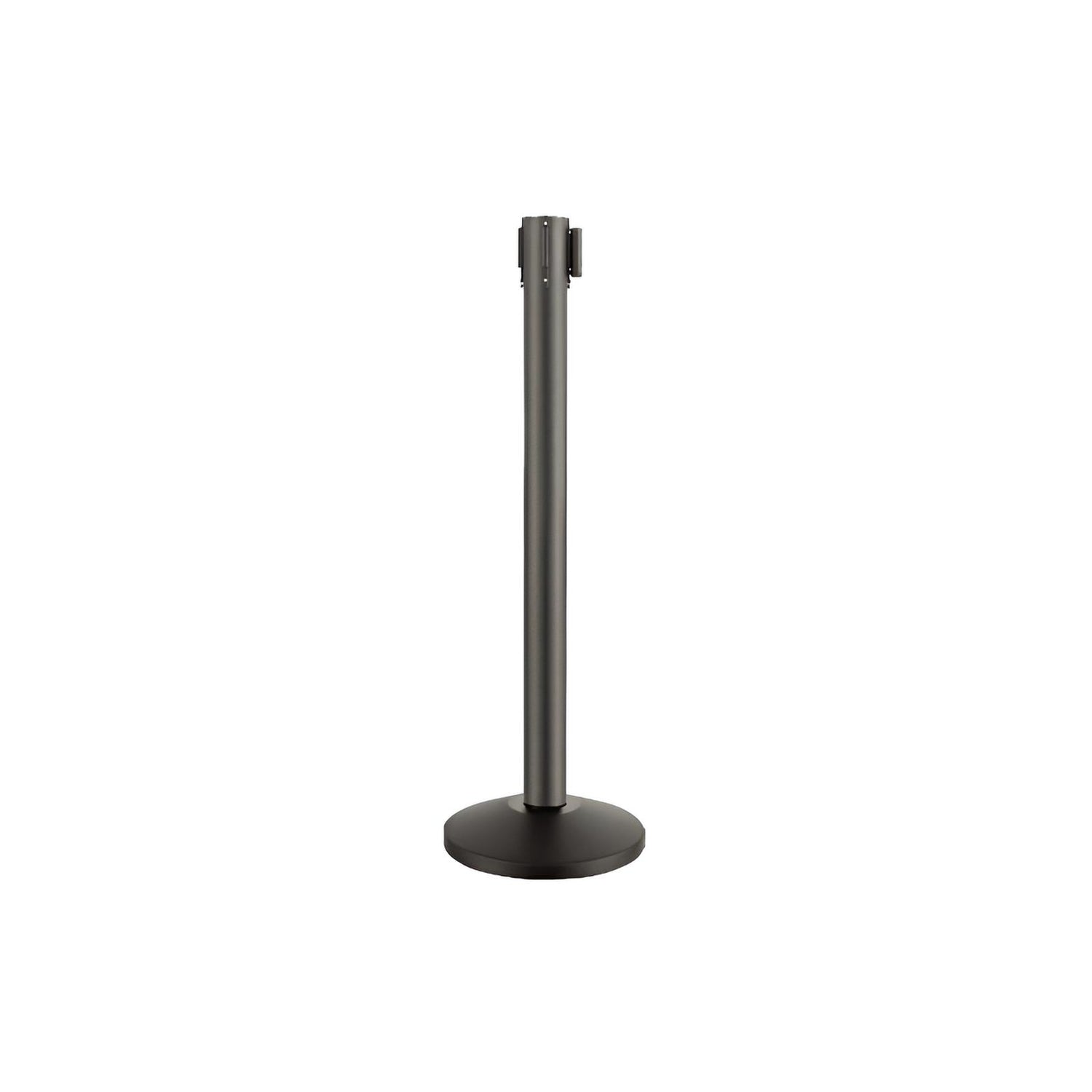 GRS.0081.NOI - POTEAU DE BALISAGE NOIR À SANGLE RÉTRACTABLE