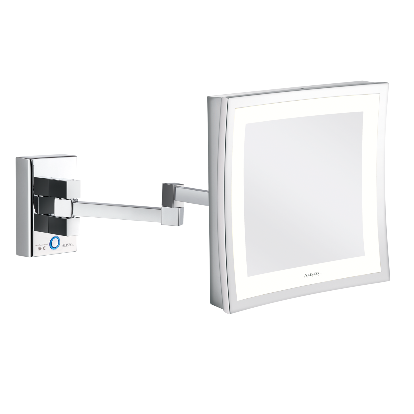 GRS.1191.15.2.CHR - MIROIR GROSSISSANT MURAL LED CUBIK T3 DOUBLE BRAS CHROMÉ