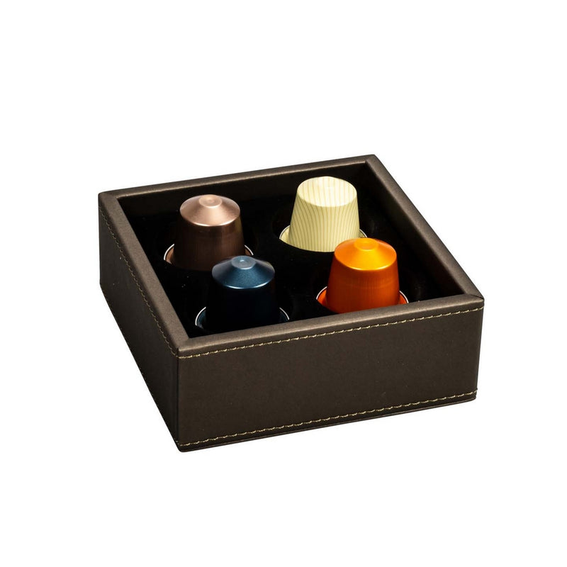GRS.21.21.50.NOI - BOITE POUR CAPSULES DE CAFÉ THE LONDONER SIMILI CUIR NOIR