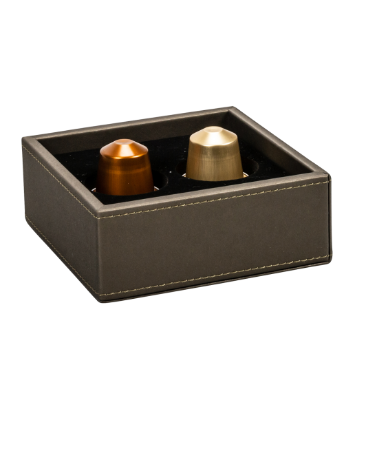GRS.21.21.50.NOI - BOITE POUR CAPSULES DE CAFÉ THE LONDONER SIMILI CUIR NOIR
