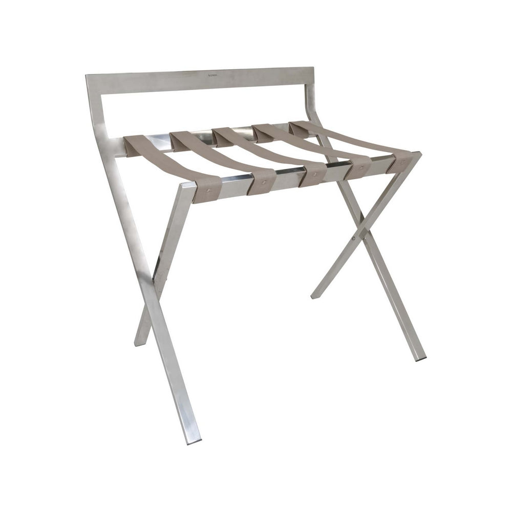 GRS.21.89.90.CHR - RACK PORTE VALISE MÉTAL AVEC DOSSERET CHROMÉ