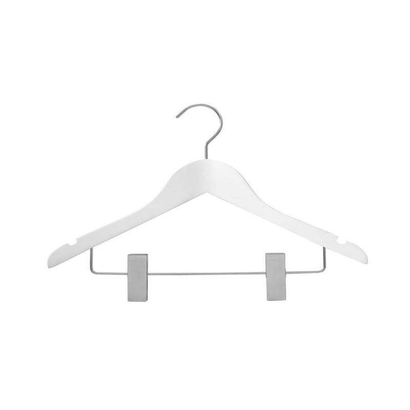 GRS.24.58.01.NAT - CINTRE EN BOIS NATUREL 44 CM AVEC BARRE SIMPLE, PINCES ET ENCOCHES (COMMANDE MINIMUM PAR 10 PIÈCES)