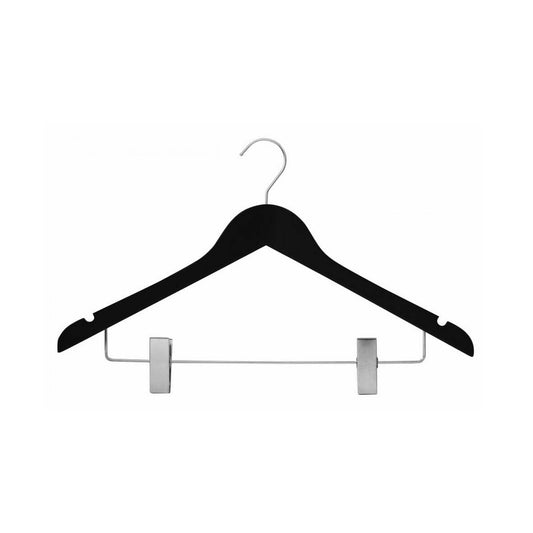 GRS.24.58.01.NAT - CINTRE EN BOIS NATUREL 44 CM AVEC BARRE SIMPLE, PINCES ET ENCOCHES (COMMANDE MINIMUM PAR 10 PIÈCES)