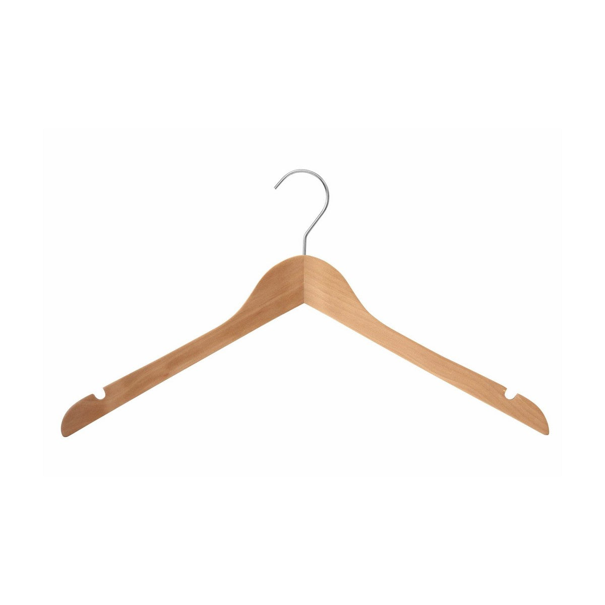 GRS.24.58.02.NAT - CINTRE EN BOIS NATUREL 44 CM AVEC ENCOCHES (COMMANDE MINIMUM PAR 10 PIÈCES)