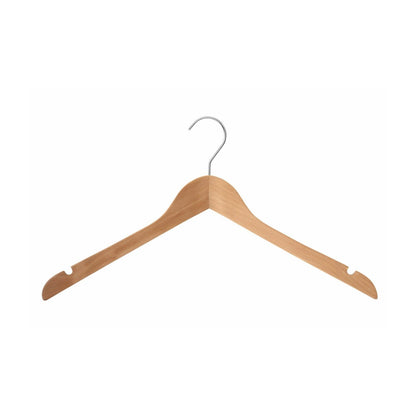 GRS.24.58.02.NAT - CINTRE EN BOIS NATUREL 44 CM AVEC ENCOCHES (COMMANDE MINIMUM PAR 10 PIÈCES)