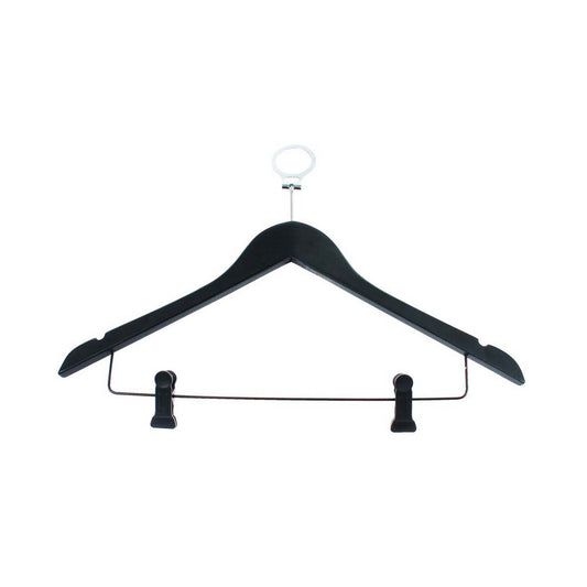 GRS.24.59.01.NAT - CINTRE ANTIVOL EN BOIS NATUREL AVEC BARRE SIMPLE, CROCHET ET ENCOCHES (COMMANDE MINIMUM PAR 100 PIÈCES)
