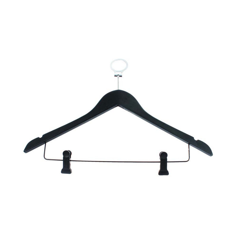 GRS.24.59.01.NAT - CINTRE ANTIVOL EN BOIS NATUREL AVEC BARRE SIMPLE, CROCHET ET ENCOCHES (COMMANDE MINIMUM PAR 100 PIÈCES)