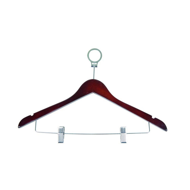 GRS.24.59.01.NAT - CINTRE ANTIVOL EN BOIS NATUREL AVEC BARRE SIMPLE, CROCHET ET ENCOCHES (COMMANDE MINIMUM PAR 100 PIÈCES)
