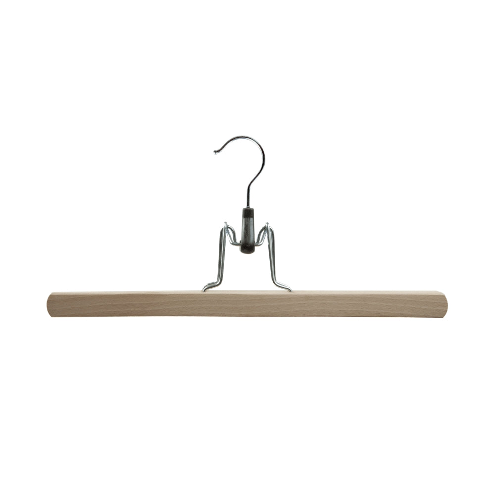 GRS.24.62.00.NAT - CINTRE MONO PINCE EN BOIS DE HETRE BRUT AVEC PINCE FEUTRINE (COMMANDE PAR 50 PIECES)