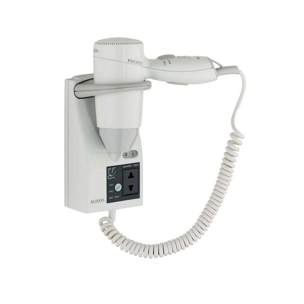GRS.810.44.BLA - SÈCHE-CHEVEUX PISTOLET PHOENIX BLANC 1200W AVEC PRISE RASOIR