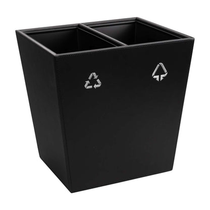 GRS.924.34.NOI - CORBEILLE DOUBLE THE LONDONER 12 L SIMILI CUIR NOIR