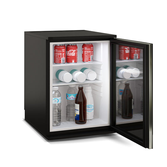 GRS.C330V.NEXT.D.VER - MINIBAR À COMPRESSEUR NOIR 33 L SÉRIE NEXT P, FAÇADE VERRE AVEC CHARNIÈRES À DROITE