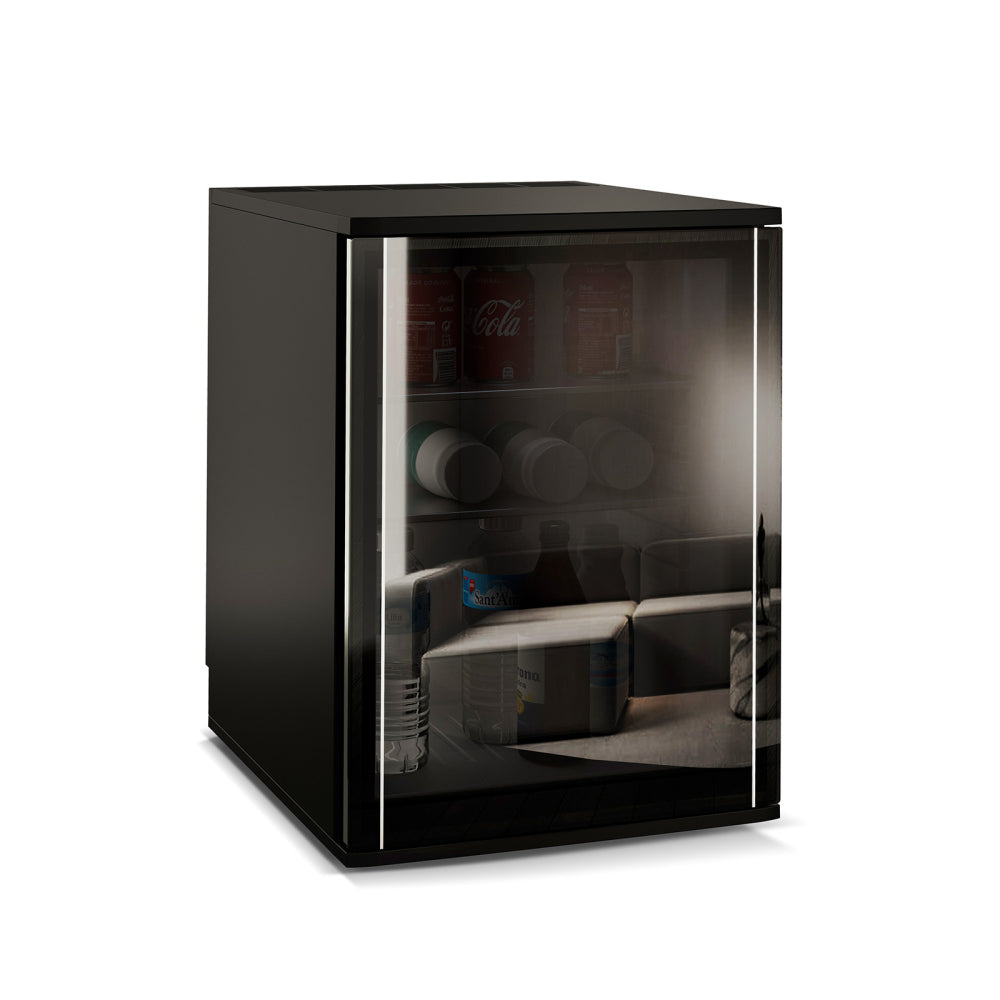 GRS.C330V.NEXT.D.VER - MINIBAR À COMPRESSEUR NOIR 33 L SÉRIE NEXT P, FAÇADE VERRE AVEC CHARNIÈRES À DROITE