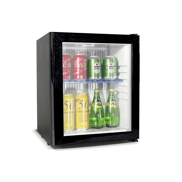 GRS.HC30V.NOI.VER - MINIBAR À ABSORPTION NOIR 30 L SÉRIE TOP CLASS, FAÇADE EN VERRE CHARNIÈRES À DROITE