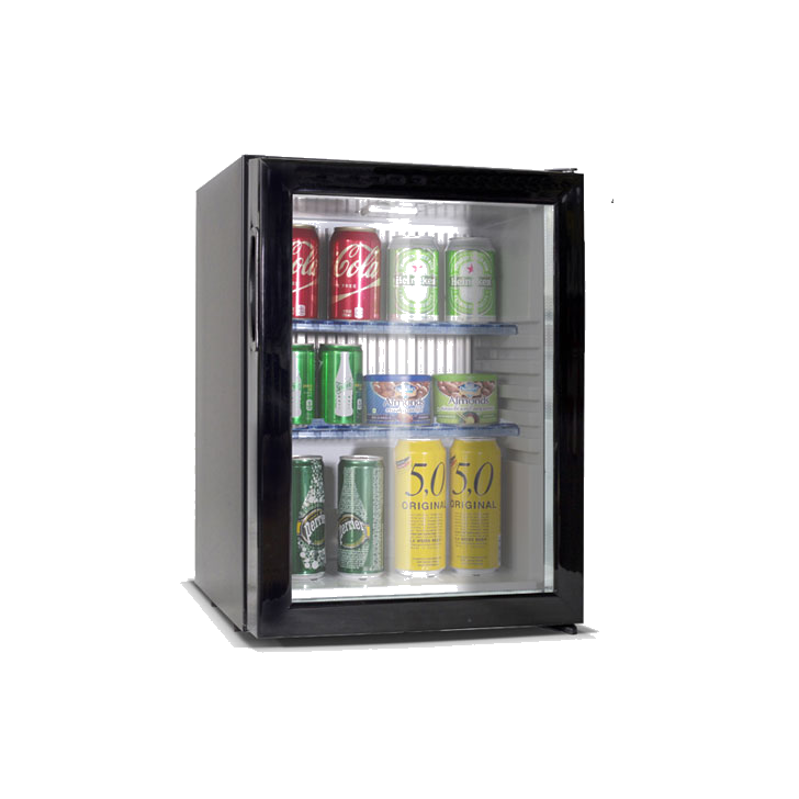GRS.HC40V.NOI.VER - MINIBAR ENCASTRABLE À ABSORPTION 40 L SÉRIE LIGHT, FAÇADE VERRE