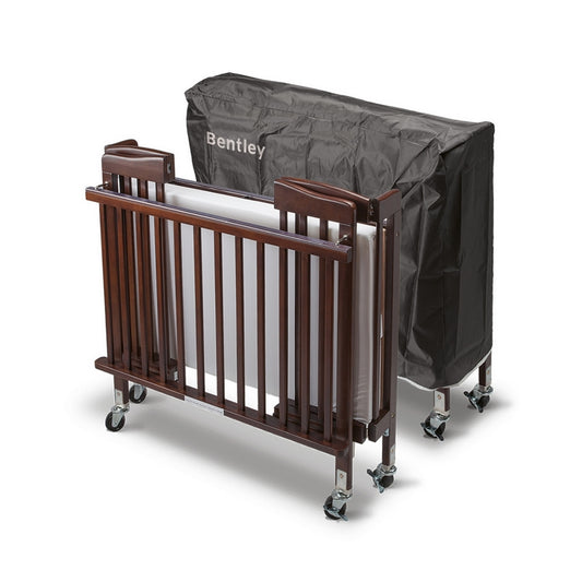 GRS.LIT.BB.BOIS.ACA - LIT BEBE PLIANT EN BOIS FINITION ACAJOU + HOUSSE DE RANGEMENT
