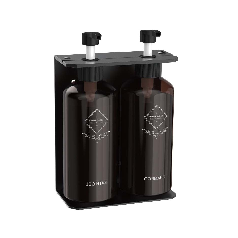HOS.966.12.NOI - SUPPORT MURAL DOUBLE NOIR 2 X 500 ML ET FLACONS RECHARGEABLES