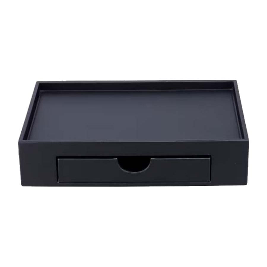 RS.21.42.40.NOI - COMBO PLATEAU COFFRET SOVEREIGN AVEC TIROIR SIMILI CUIR NOIR BY ROOMS & SUITES®