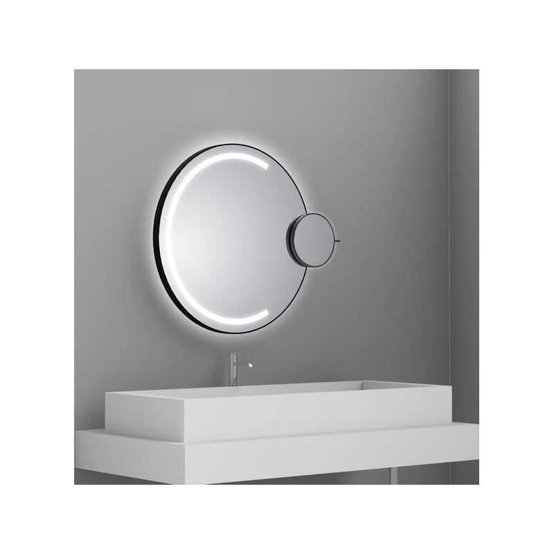 SAT70.12.11.11.21.NOI - MIROIR SATELLIS ROUND DUO BACKLIGHT & FRONTLIGHT MIXTE LED Ø700 MM, AVEC FILM ANTI-BUÉE