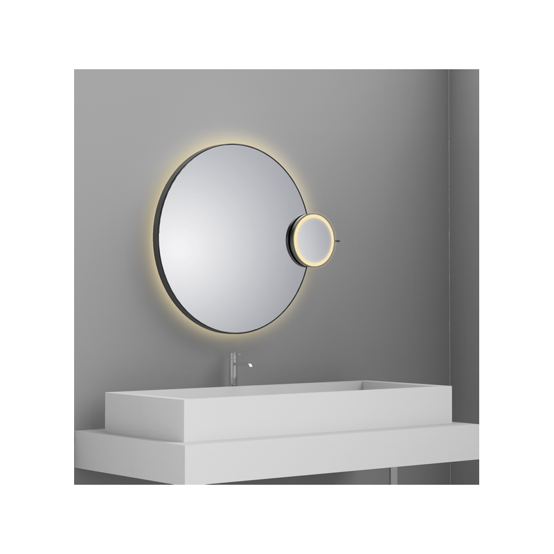 SAT70.12.11.12.NOI - MIROIR SATELLIS ROUND DUO BACKLIGHT MIXTE LED Ø700 MM, AVEC FILM ANTI-BUÉE